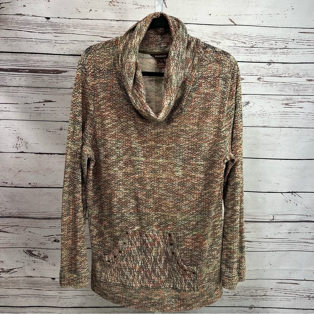 Multiples Cozy Multicolor Cowl Neck Sweater XL
